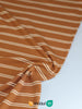 toffee coloured jersey fabric with white stripes