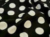 Black fabric with white polka dots