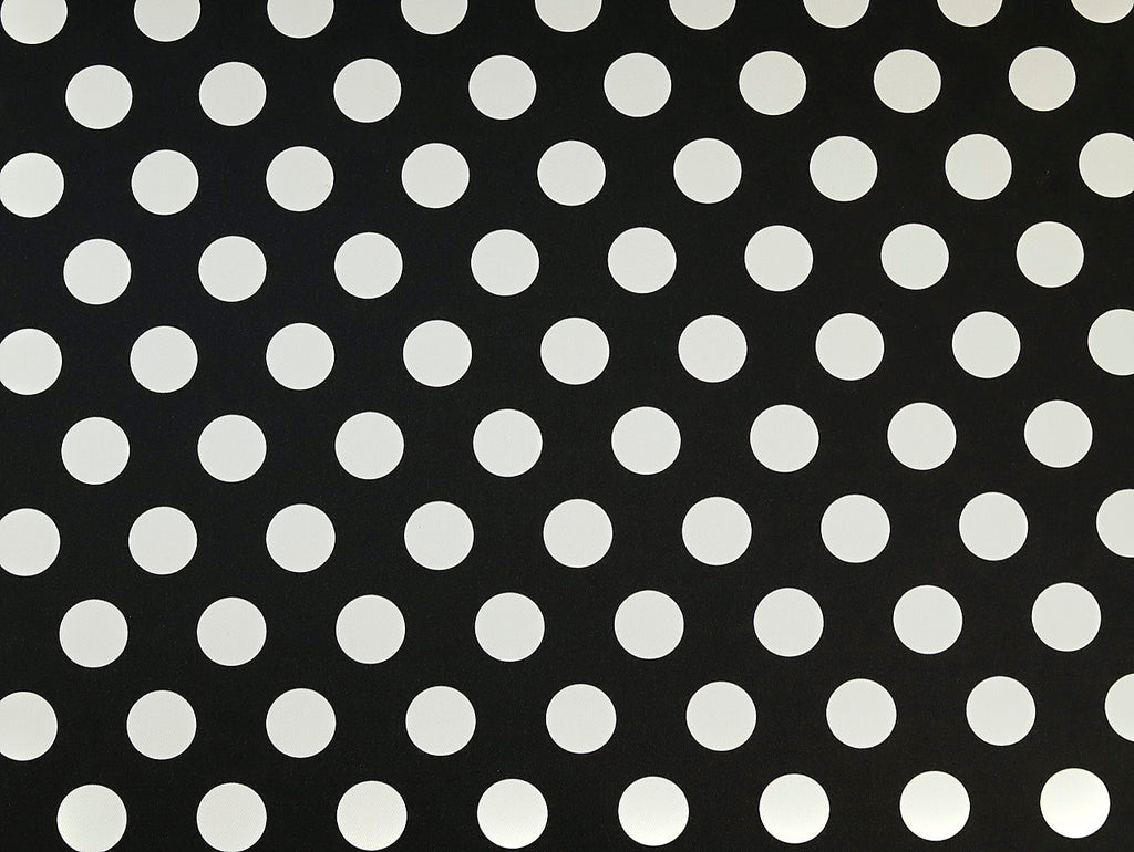 Black background with white polka dots