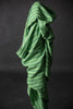 a bolt of green stripe linen fabric
