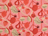 Fruit pattern on a pink background