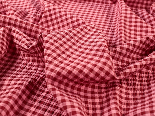 Close-up of red and white checkered fabric
