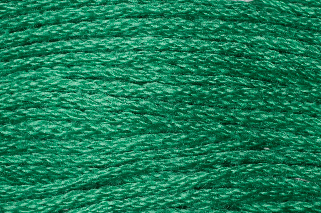 Close-up of green embroidery floss