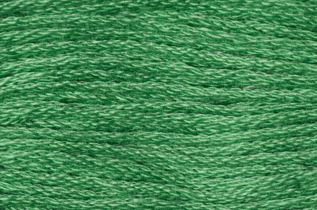 Close-up of green embroidery floss