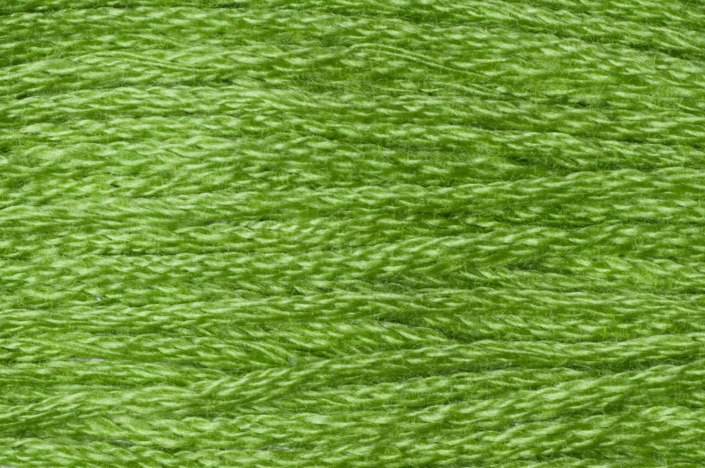 Close-up of green embroidery floss