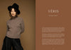 Woman wearing a brown sweater and black hat against a brown background with 'Véris' branding.