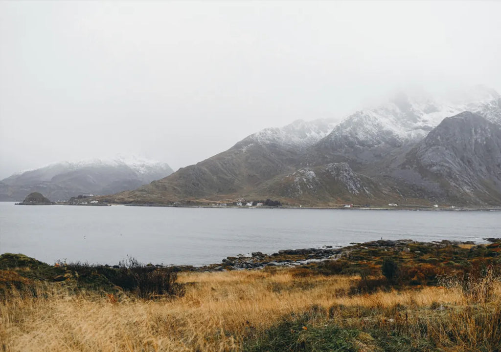 Scenic view of a lake with mountains in the background