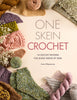 Book cover for 'One Skein Crochet' by Anna NiŁpirowicz, featuring a central cream background with the title in large gray and pink text, surrounded by styled crochet yarn balls, knitted swatches, and floral accents in soft earthy and pastel tones.