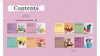 A pink book or booklet page titled 'Contents' showing a preview of multiple small colorful project thumbnails with text labels such as 'Techniques and projects' and '38'. This is not a clean product photo of a physical item in use, and it functions as an informational page rather than a measurement chart, color swatch, or instruction diagram, so the best fit is Other.