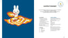 A two-page craft instruction sheet showing how to make a comfort blanket. The left page features a finished example of the cozy, striped multicolor blanket with a white plush bunny, set against a dark blue background.