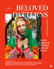 Magazine cover of 'Beloved Patterns' with a person wearing colorful knitted items against a natural background.
