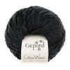 Ball of black yarn with a 'Gepard Cotton Waves' label on a white background