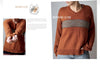 Brown sweater with 'Morning Glow' text and pattern on a gray background