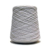 Spool of gray yarn on a white background