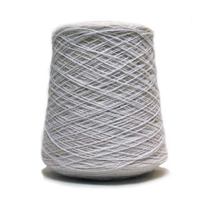 Spool of gray yarn on a white background
