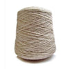 Spool of beige yarn on a white background