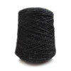 Black yarn cone on a white background