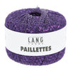 Purple yarn ball with 'Lang Yarns' label on a white background