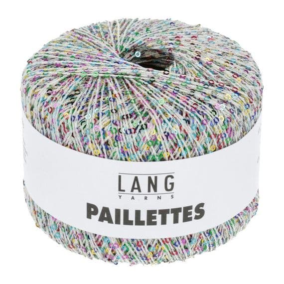 Multicolored yarn ball with 'Lang Yarns' label on a white background