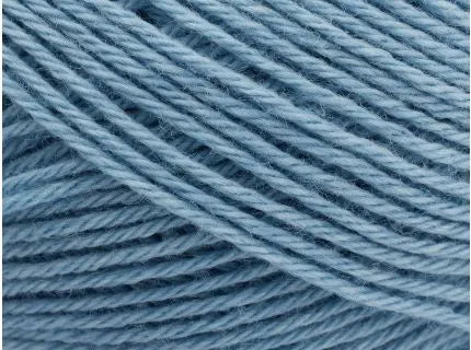 Close-up of blue yarn with visible texture