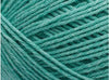 Close-up of teal yarn with a textured pattern