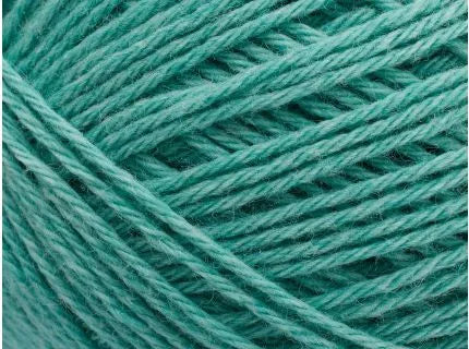Close-up of teal yarn with a textured pattern