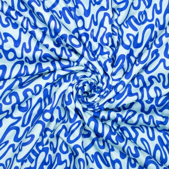Blue and white abstract patterned fabric