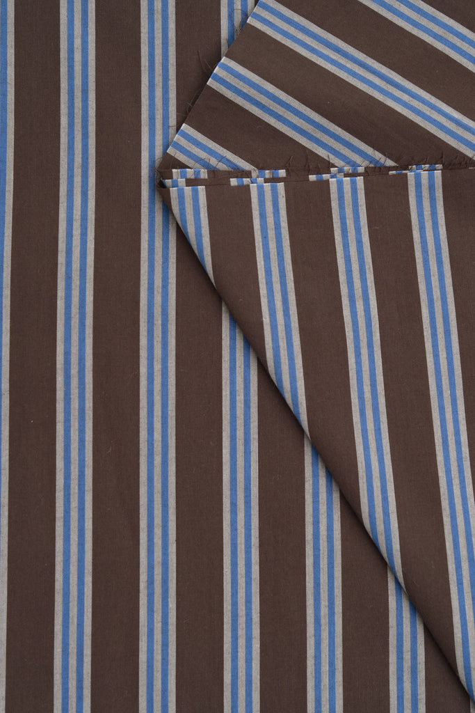 Brown fabric with blue stripes