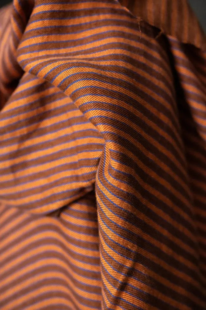 Close-up of brown and orange striped fabric
