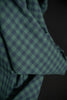 Close-up of green and blue checkered fabric