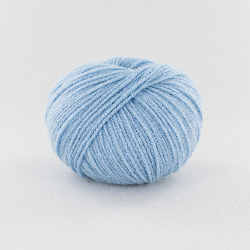 ball of baby blue yarn