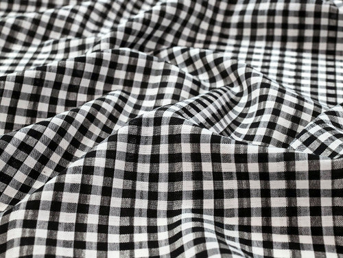 Close-up of black and white checkered fabric