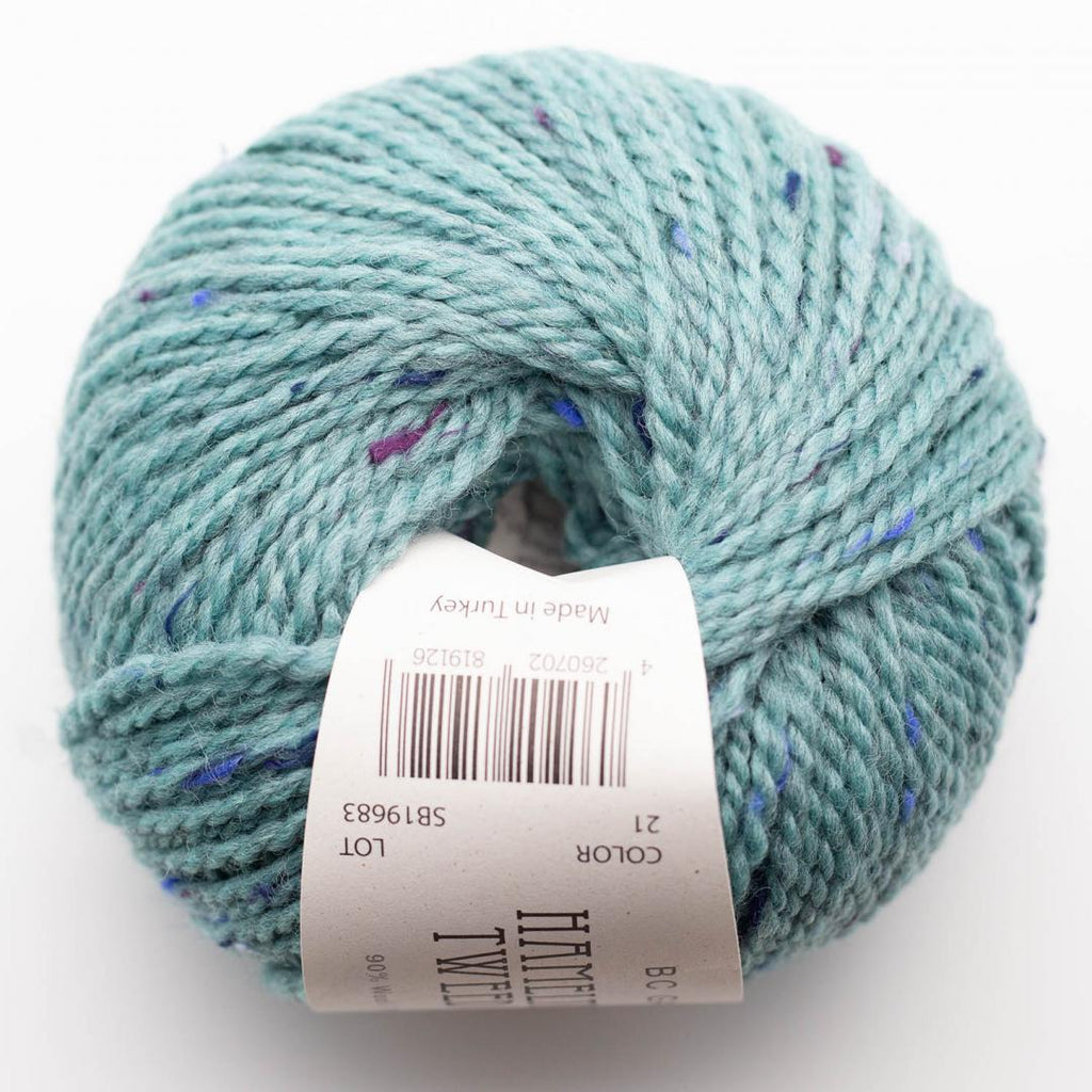 light blue ball of tweed wool