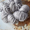 gingers hand dyed pep in your step worsted indie dyed superwash merino wool machine washable plump bouncy yarn indie dyed ginger twist studio dove light grey gray
