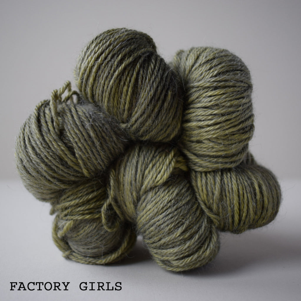 ginger's hand dyed shine on sport alpaca silk 5ply super soft halo fluffy indie dyed factory girls dark mid green